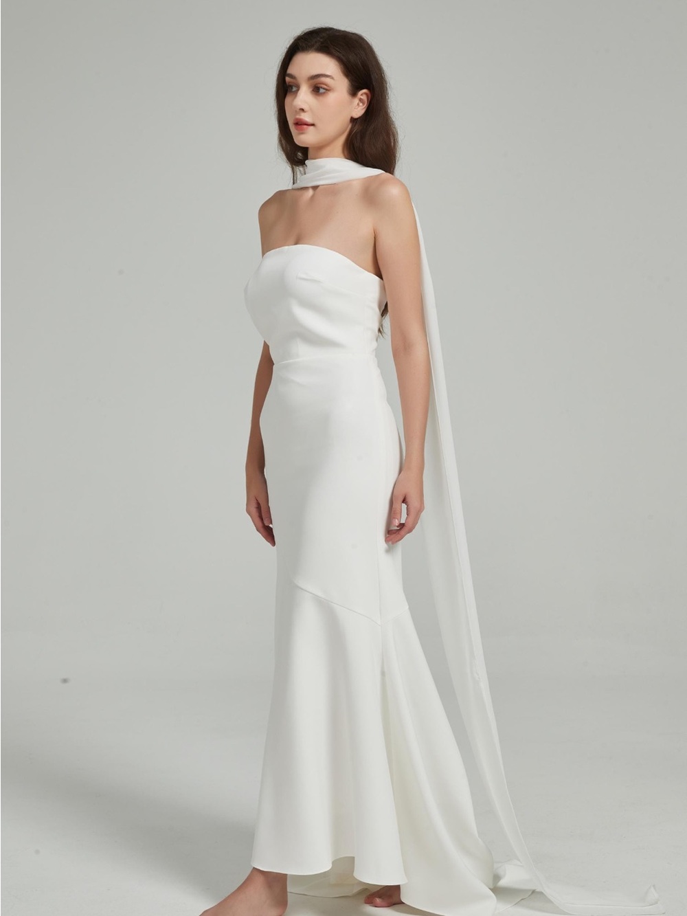 Long Wedding Chiffon Scarf, Light Ivory